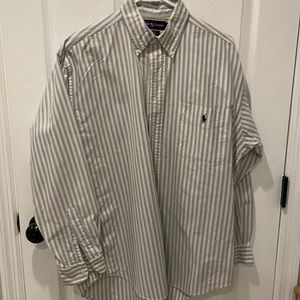 Vintage Ralph Lauren “Big Shirt” Blue and Yellow Stripe Oxford